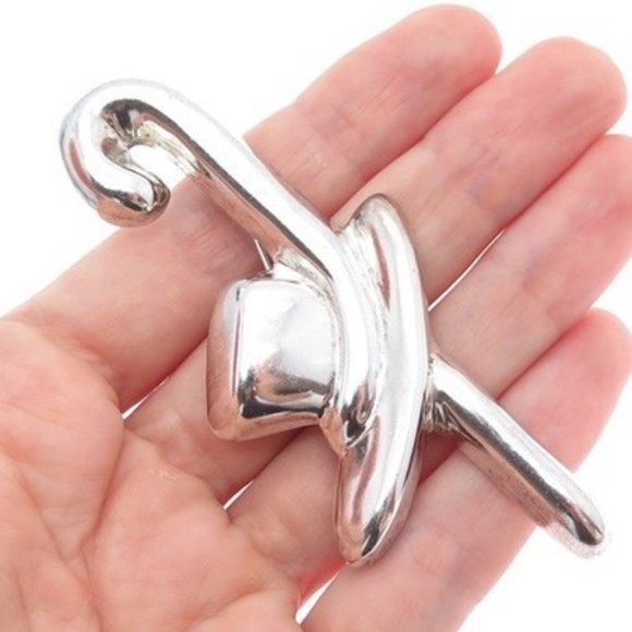 925 Sterling Silver Vintage Mexico Hat & Cane Gentlemen ClubPin Brooch